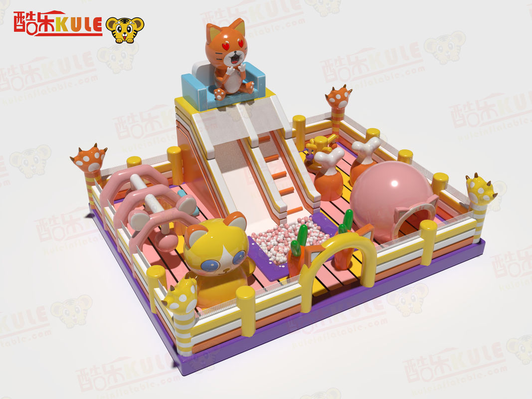 Bouncy Jumping Inflatable Castles Pink Yellow color For Kids