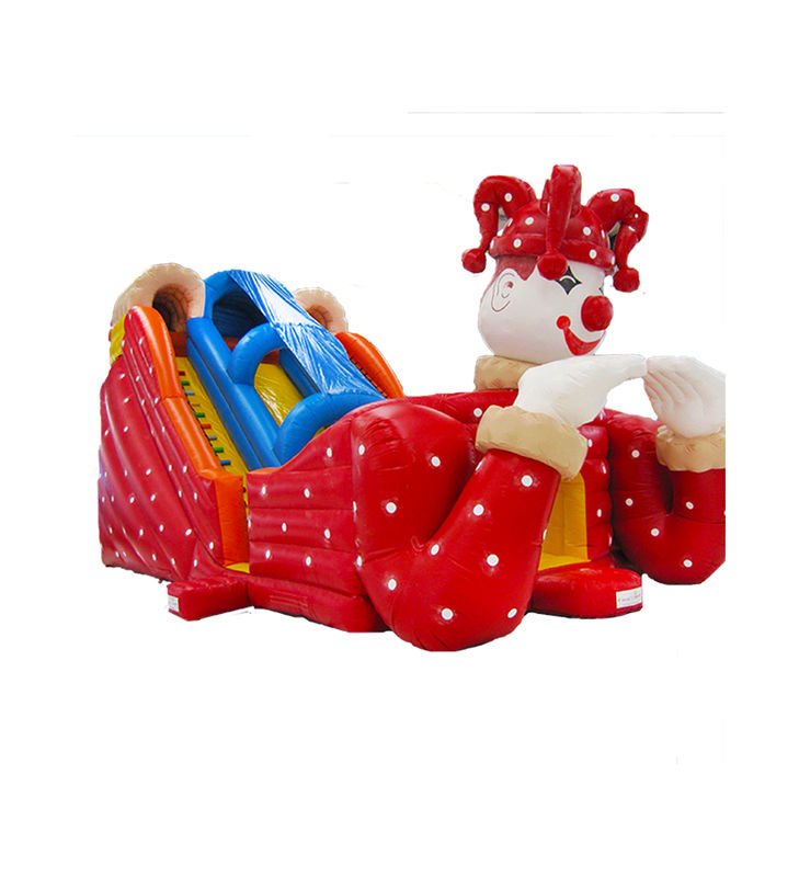 Clown Red Color Children Fun Park Inflatable Slide For Rentals