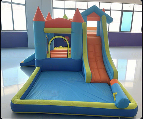 Polyester Oxford Inflatable Blue And Orange Water Slide For Children Fun Park